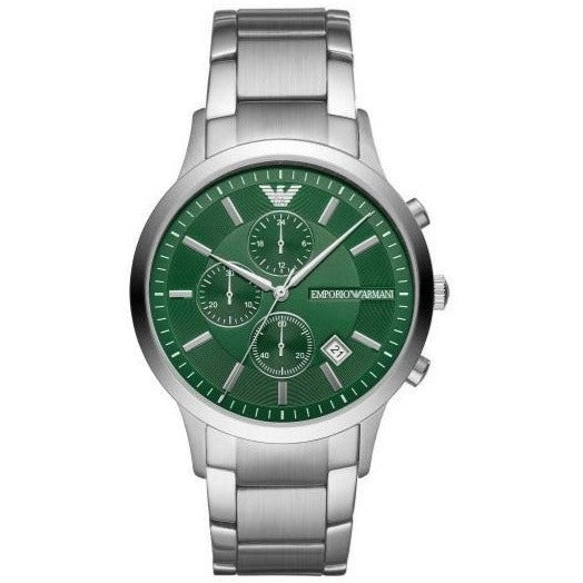 Emporio Armani Renato Chronograph Green Dial Silver Steel Strap Watch For Men - AR11507 - Image 4